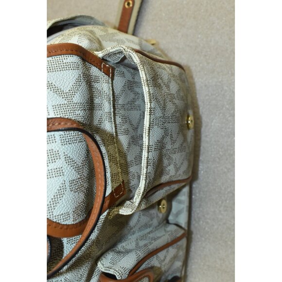 Michael Michael Kors Monogram Drawstrings Backpack Beige/Brown Bag Vintage - Picture 14 of 16